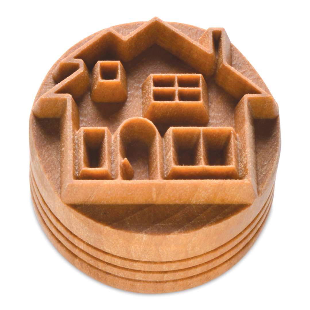 Open in modal - MKM Pottery Tools Round Stamp - SCL-090, House, Large