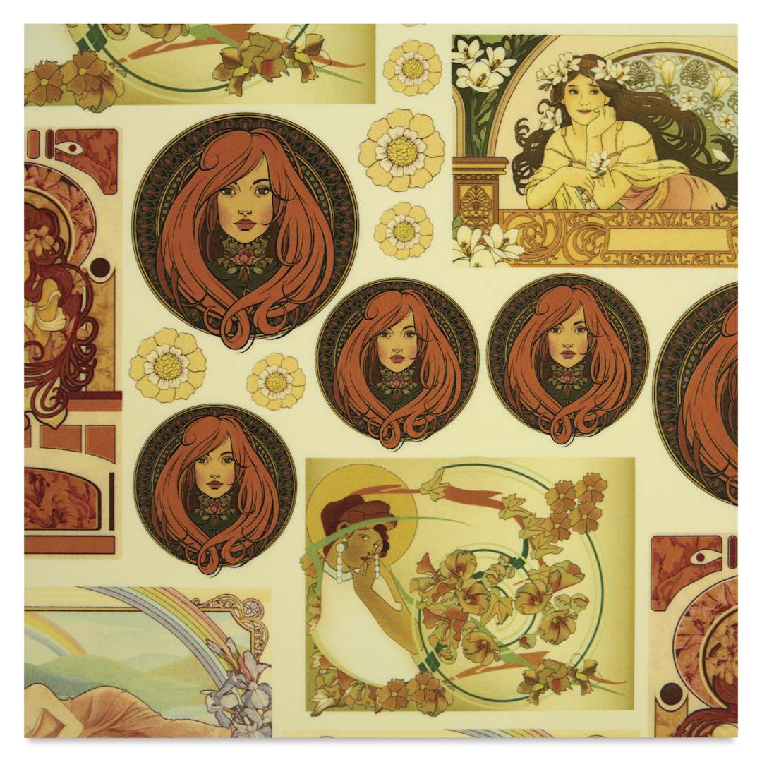 Open in modal - Elan Transfers Overglaze Decal Sheet - Nouveau Women - close-up
