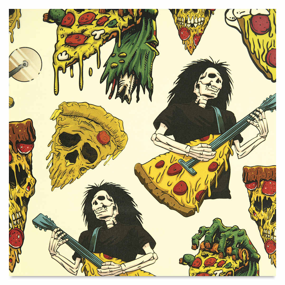 Open in modal - Elan Transfers Overglaze Decal Sheet - Horror Pizza - close-up