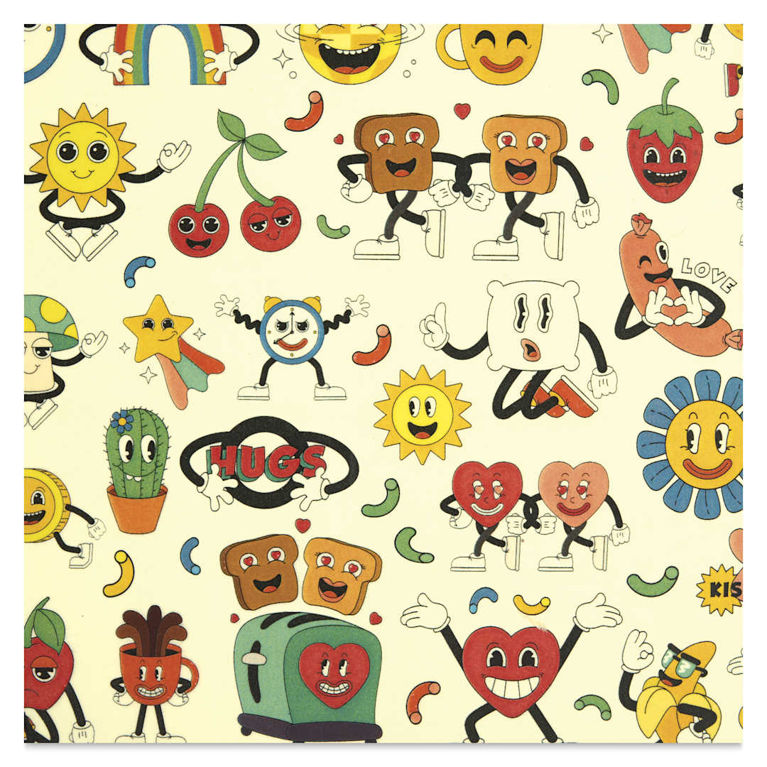 Open in modal - Elan Transfers Overglaze Decal Sheet - Retro Cartoons - close-up