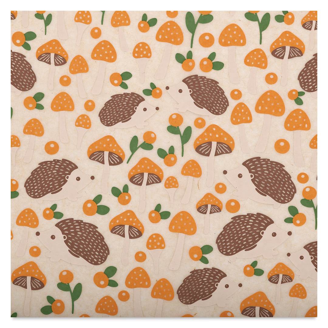 Open in modal - Elan Transfers Underglaze Transfer Sheet - Hedgehogs and Shrooms, Assorted Colors close up