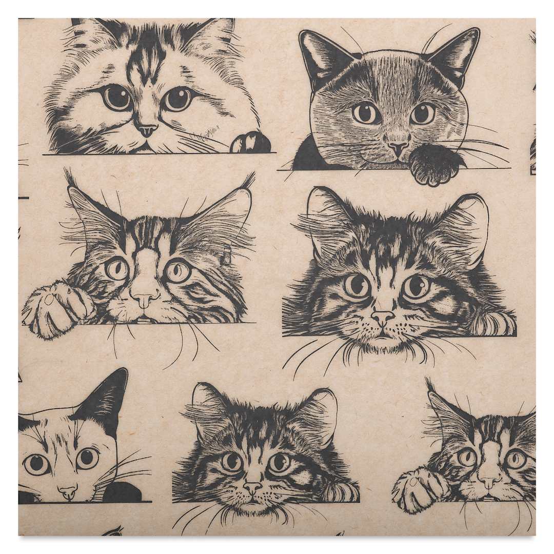 Open in modal - Elan Transfers Underglaze Transfer Sheet - Cat Faces, Black close ups