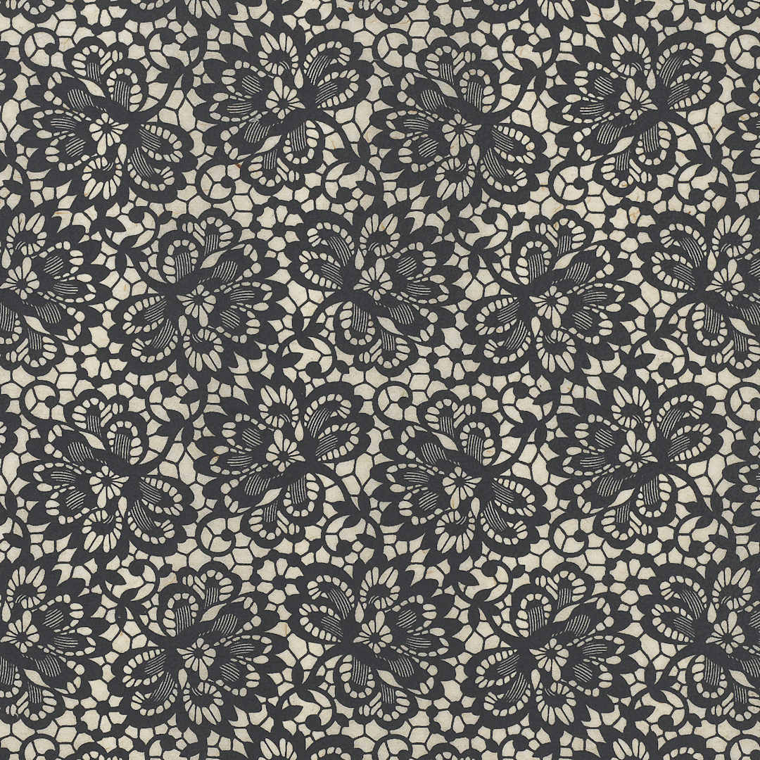 Open in modal - Elan Transfers Underglaze Transfer Sheet - Floral Lace, Black - close-up