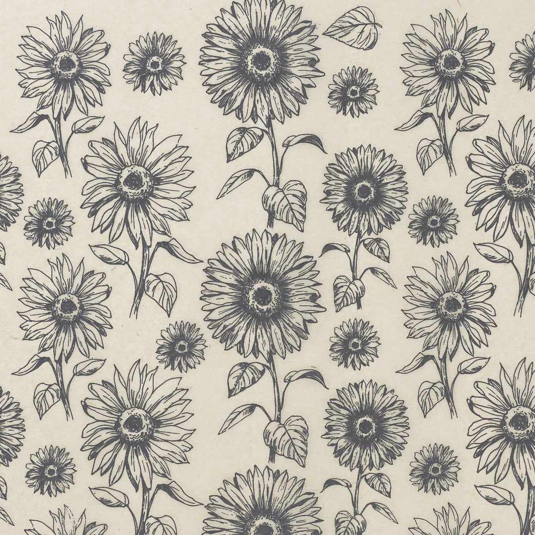 Open in modal - Elan Transfers Underglaze Transfer Sheet - Sunflowers, Black - close-up