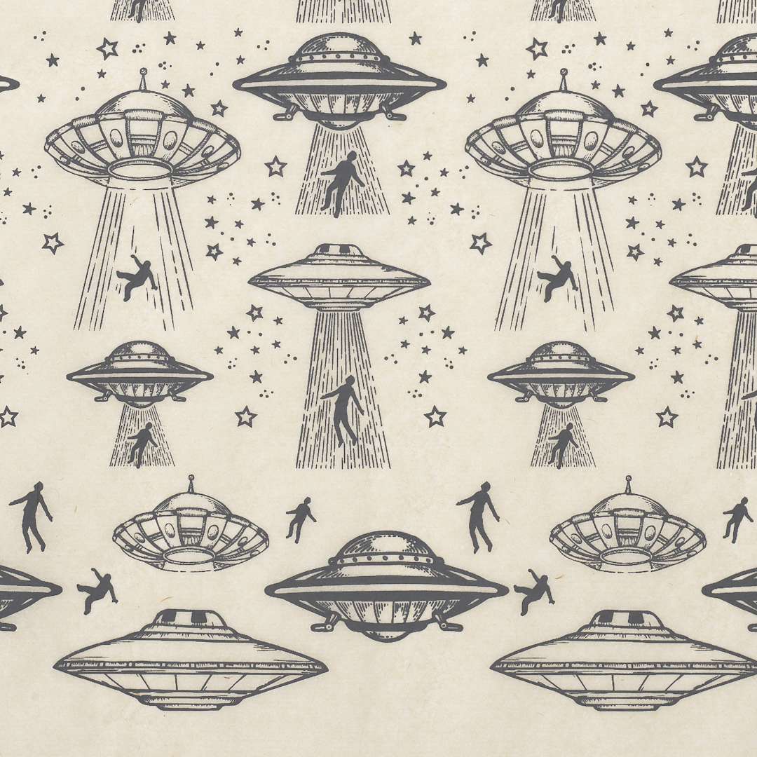 Open in modal - Elan Transfers Underglaze Transfer Sheet - UFO, Black - close-up