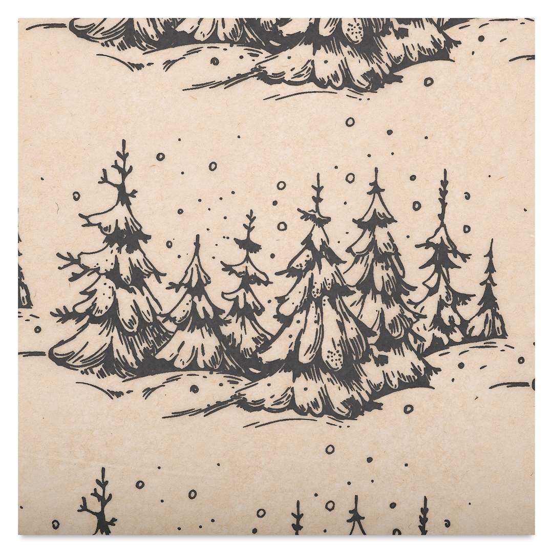 Open in modal - Elan Transfers Underglaze Transfer Sheet - Snowy Trees, Black close up