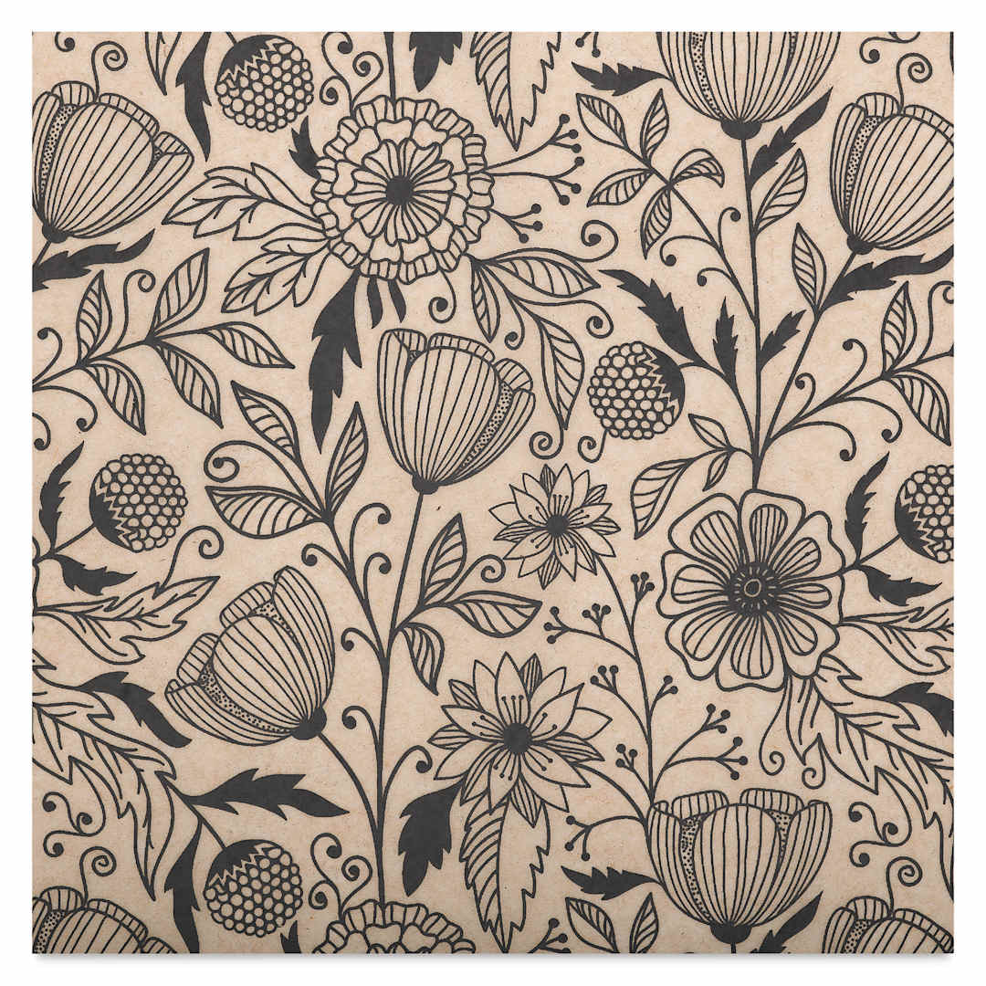 Open in modal - Elan Transfers Underglaze Transfer Sheet - Flower Doodle, Black close up
