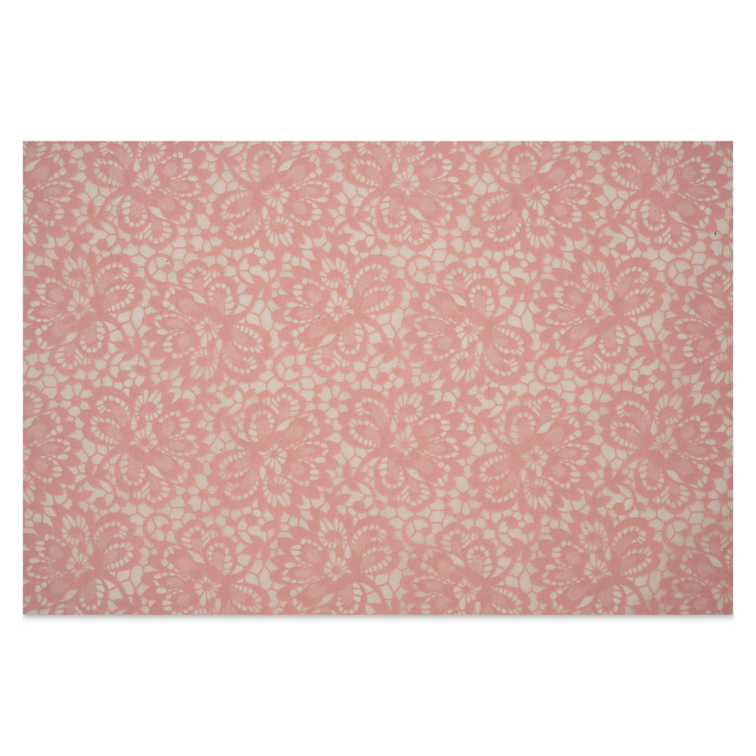 Open in modal - Elan Transfers Underglaze Transfer Sheet - Floral Lace, Pink, close-up