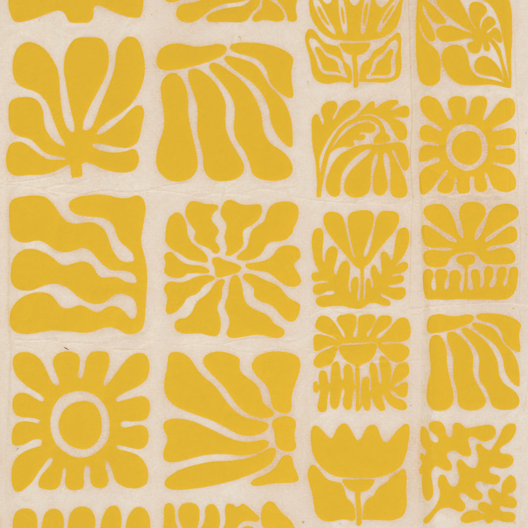 Open in modal - Elan Transfers Underglaze Transfer Sheet - Wood Block Flowers, Yellow - close-up