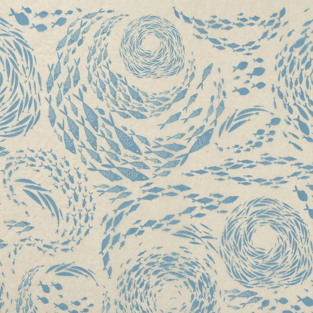 Open in modal - Elan Transfers Underglaze Transfer Sheet - Fish School, Turquoise - close-up