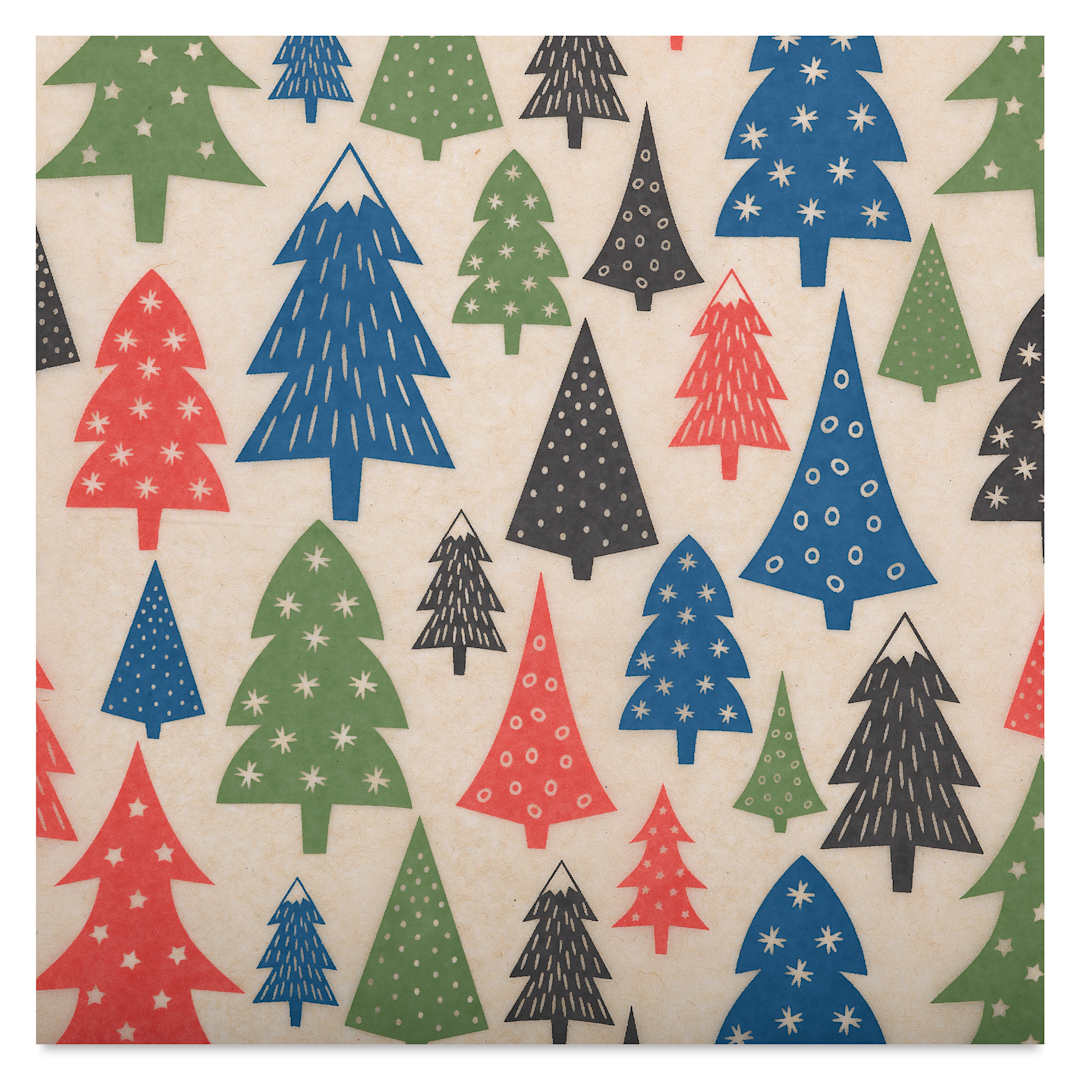 Open in modal - Elan Transfers Underglaze Transfer Sheet - Holiday Trees, Assorted close up