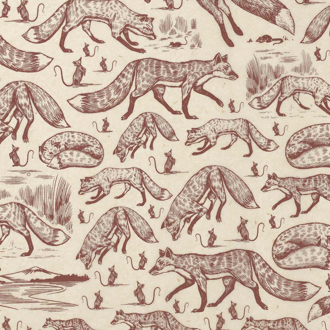 Open in modal - Elan Transfers Underglaze Transfer Sheet - Foxy Loxy, Brown - close-up