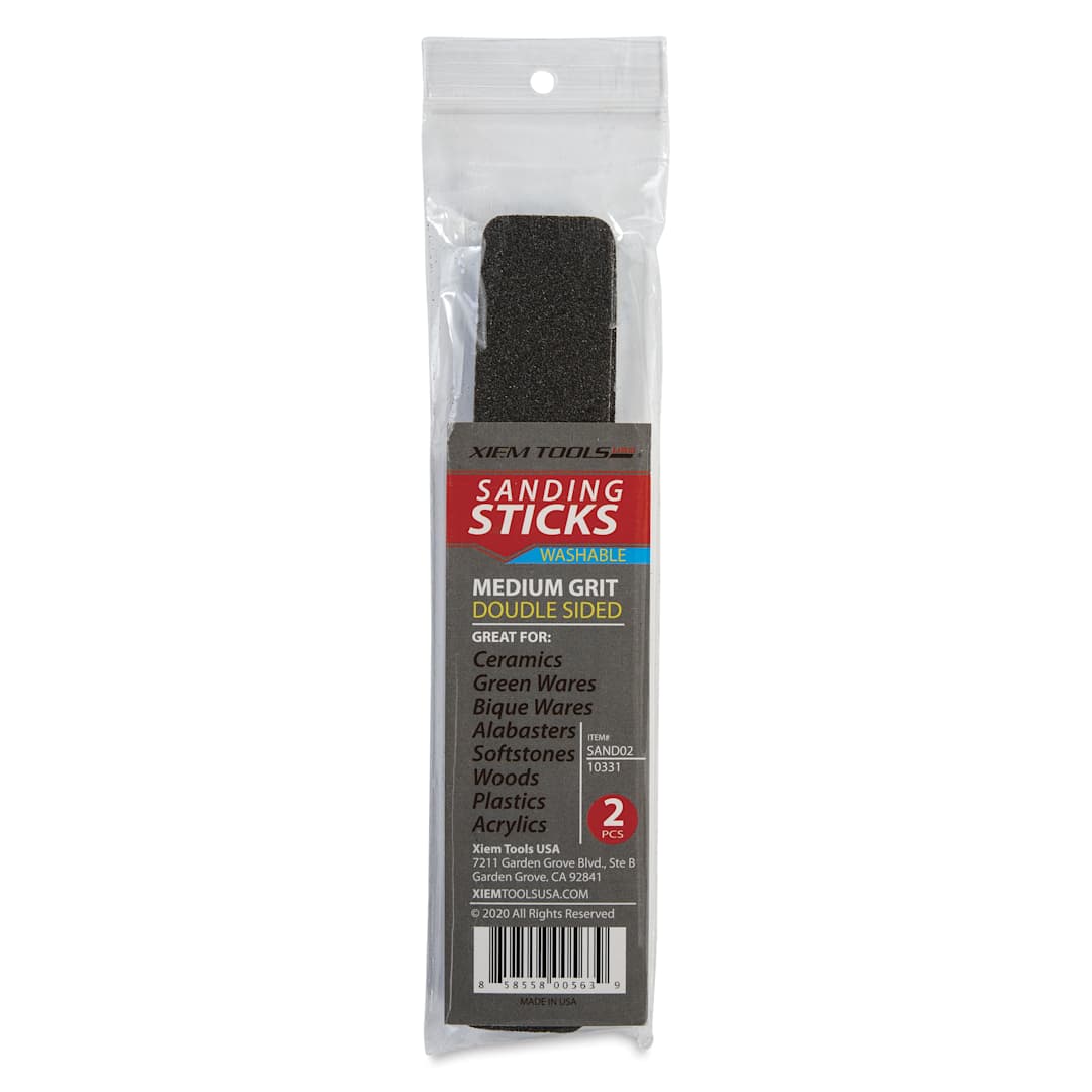 Open in modal - Xiem Tools Sanding Stick for Color Clays - Medium Grit, Pkg of 2 - front of packaging