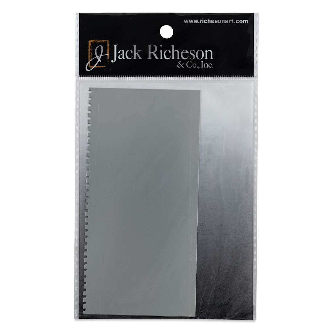 Open in modal - Richeson Stainless Steel Scrapers - Rectangle, Serrated, 2-3/4" x 5-1/2" (Front of package)
