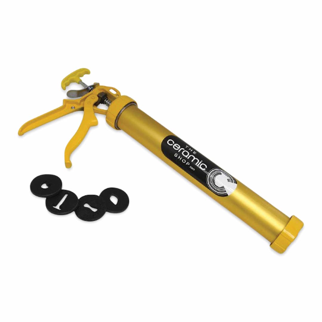 Open in modal - The Ceramic Shop Hand Extruder - 6 lbs, 2" x 15" Barrel with included sample dies