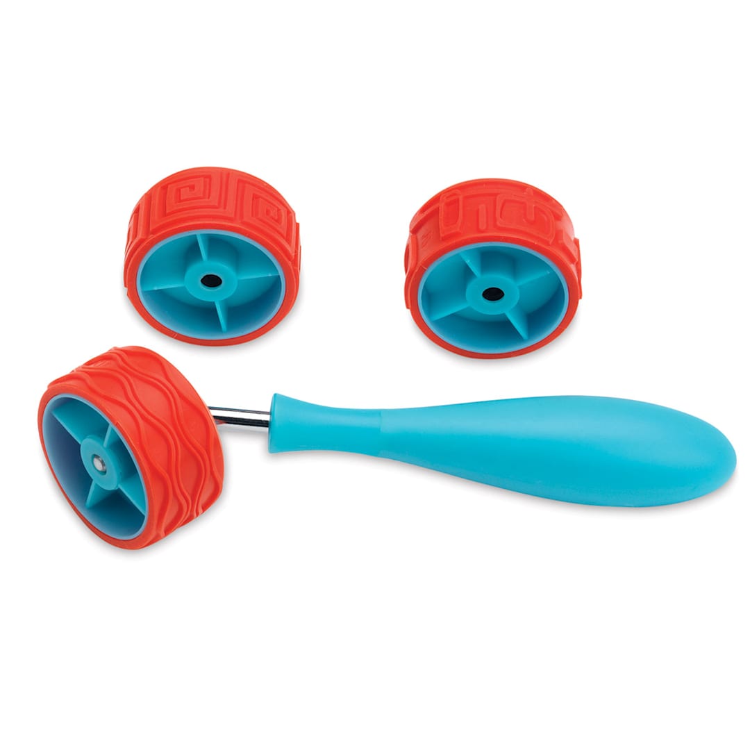 Open in modal - Xiem Mini Art Roller - Component rollers and handle of Set D shown