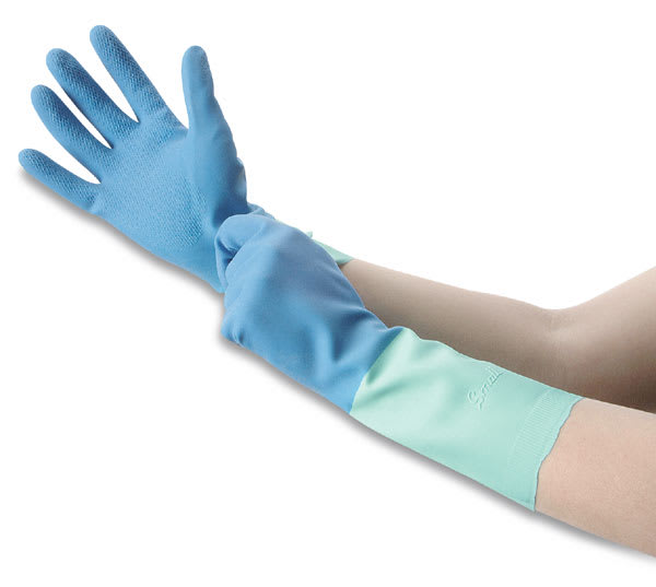 Open in modal - Nitrile Rubber Gloves - Hands modelling Blue Rubber Gloves