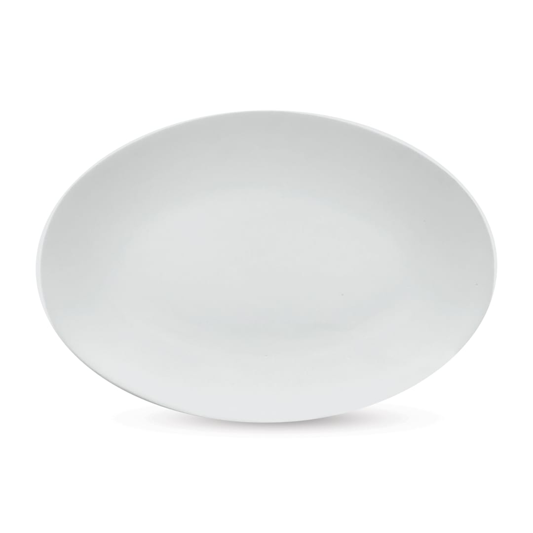 Open in modal - Mayco Earthenware Bisque Serving Platter - Front view of Large Oval platter