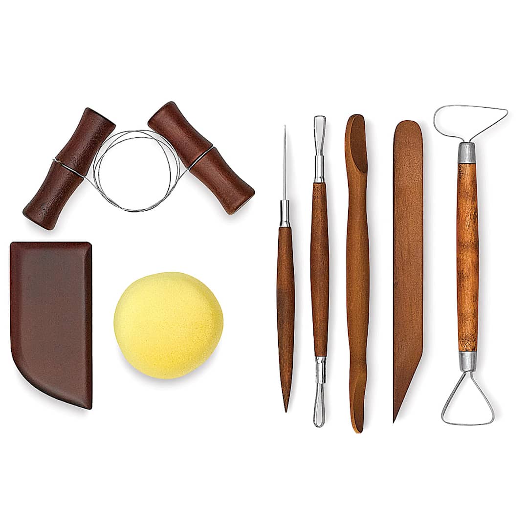 Open in modal - 8-Piece Beginner Pottery Tool Set - Components of set shown