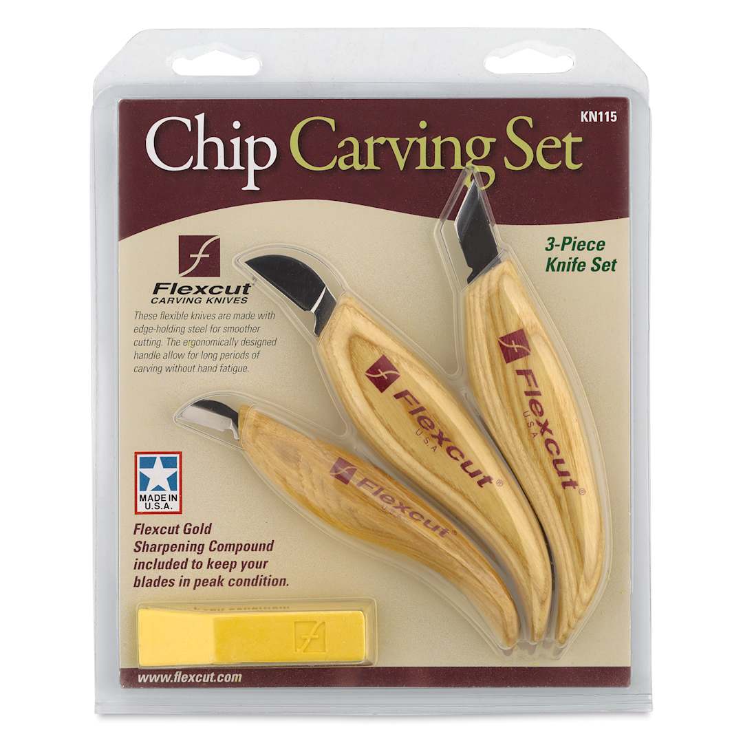 Open in modal - Flexcut Chip Carving Tools - Set of 3 - front of packaging