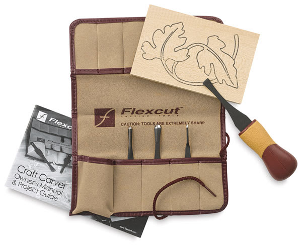 Open in modal - Flexcut Craft Kits - 5 pc Set shown with Instructions and open roll

