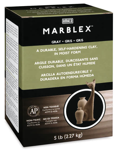 Open in modal - Marblex Gray Self-Hardening Clay - Front of 5 lb. package shown