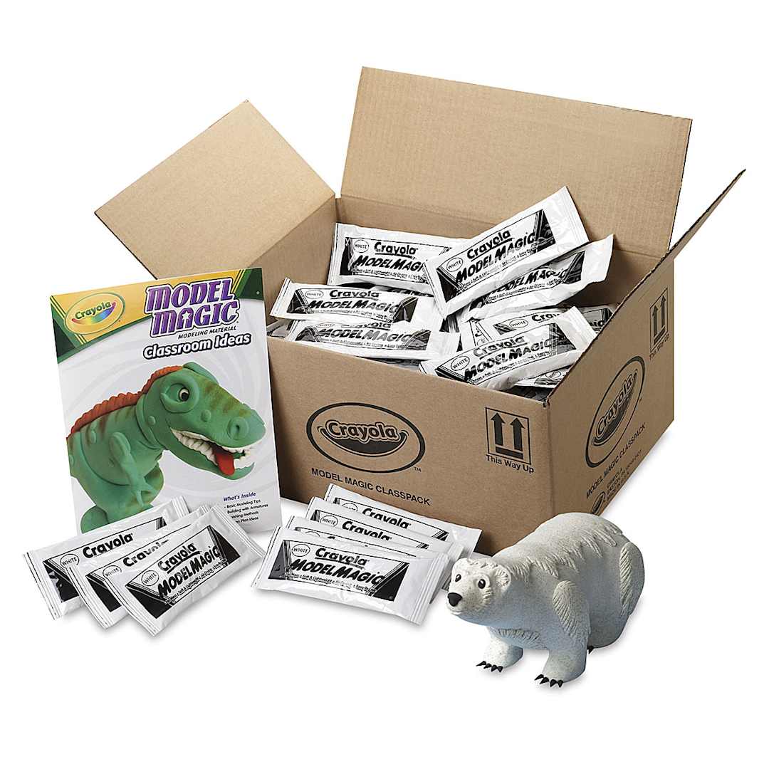 Open in modal - Crayola Model Magic Classpack - Pack of 75, 1 oz, White (open box of model magic packs with animals)