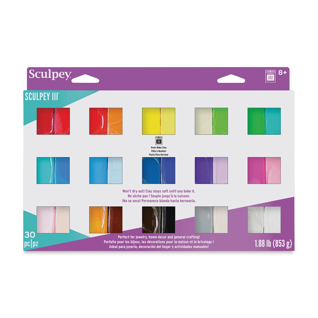 Open in modal - Sculpey III Set - Front of package of 30-Color Sampler