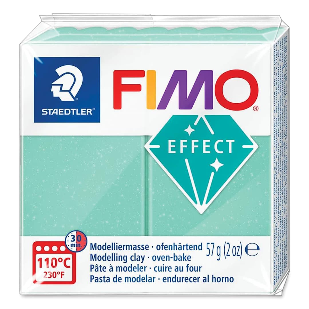 Open in modal - Staedtler Fimo Glitter Effect Polymer Clay - 2 oz, Jade Green Gem - front of packaging