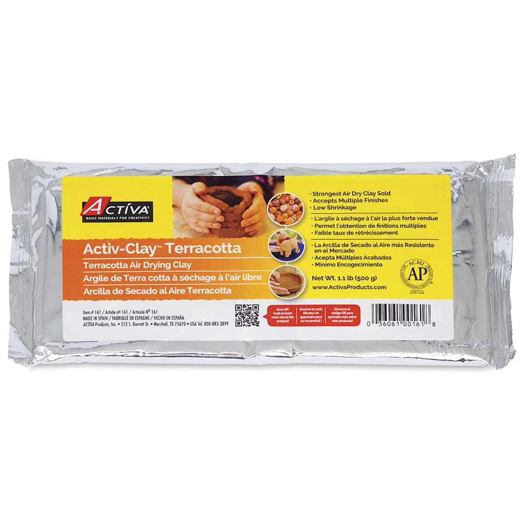 Open in modal - Activa Activ-Clay Air Drying Clay - Front of package of 1.1 lb Terracotta Drying Clay