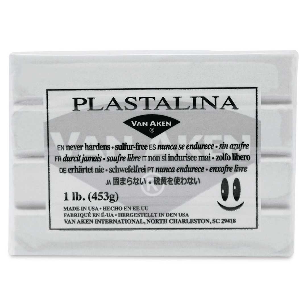 Open in modal - Van Aken Plastalina Modeling Clay - 1 lb, White - front of packaging