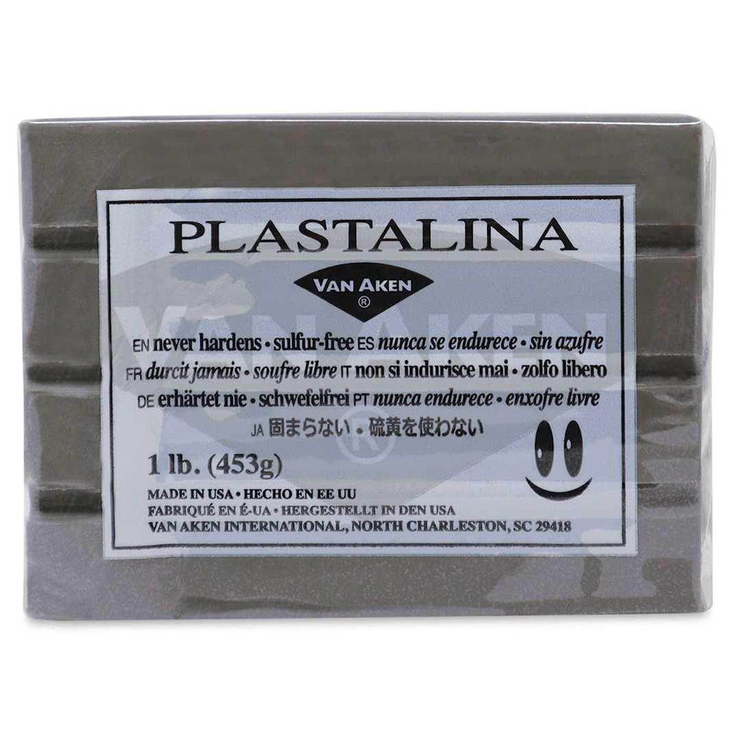 Open in modal - Van Aken Plastalina Modeling Clay - 1 lb, Gray - front of packaging