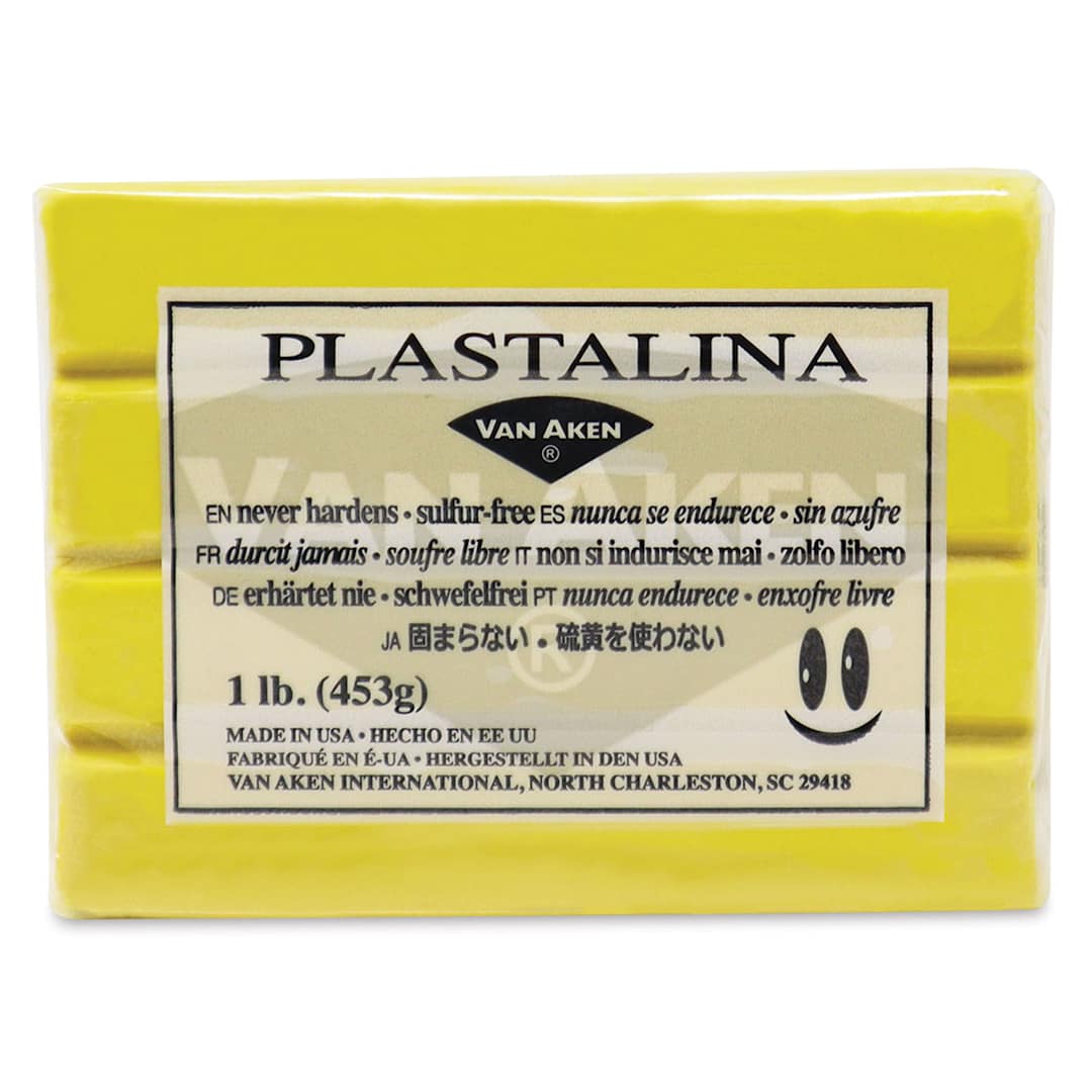 Open in modal - Van Aken Plastalina Modeling Clay - 1 lb, Yellow - front of packaging