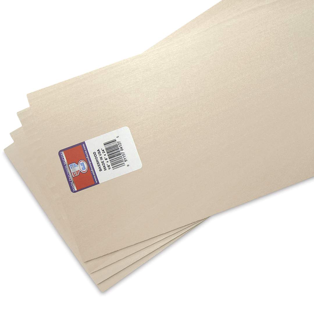 Open in modal - Midwest Products Genuine Basswood Sheets - Ten 6" x 24" sheets in stack
