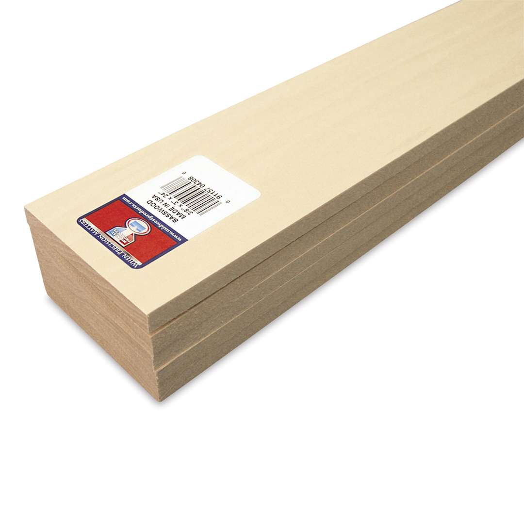 Open in modal - Midwest Products Basswood Sheets - 5 Pieces, 3/8" x 3" x 24"