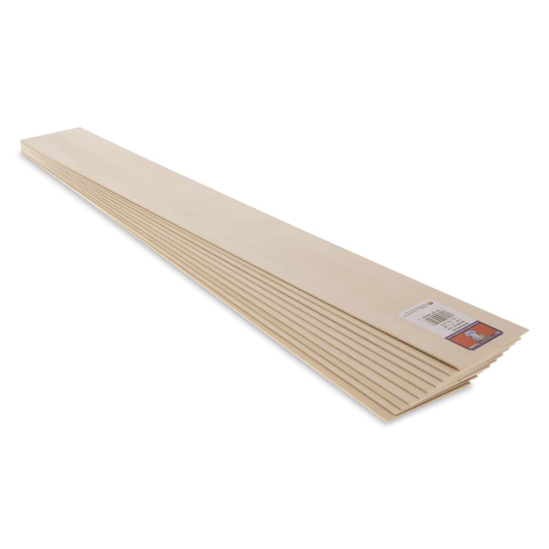 Open in modal - Midwest Products Basswood Sheets - 10 Pieces, 1/16" x 3" x 24" (end view)