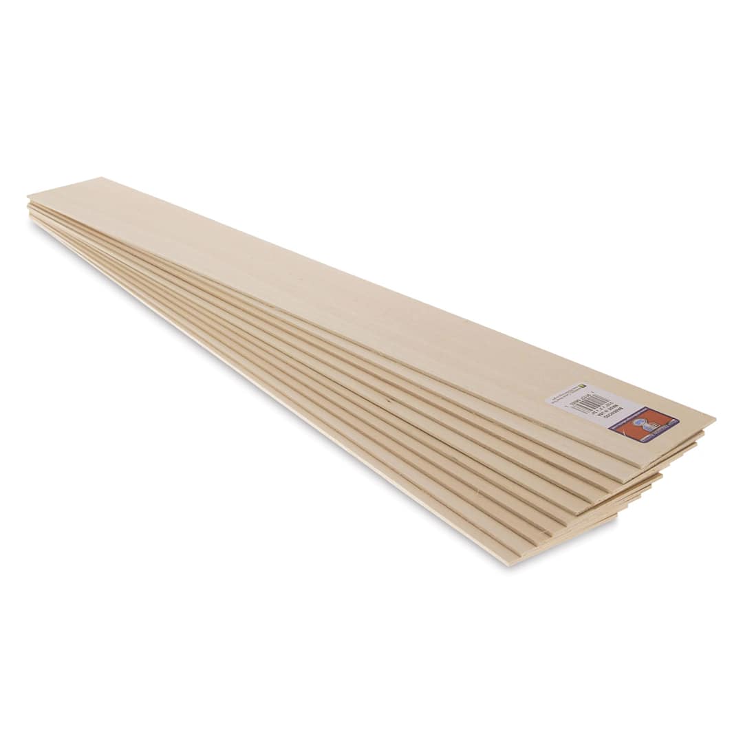 Open in modal - Midwest Products Basswood Sheets - 10 Pieces, 3/32" x 3" x 24" (end view)