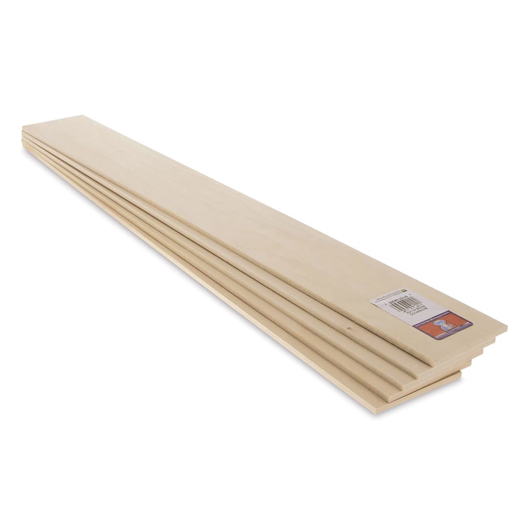 Open in modal - Midwest Products Basswood Sheets - 5 Pieces, 3/16" x 3" x 24" (end view)