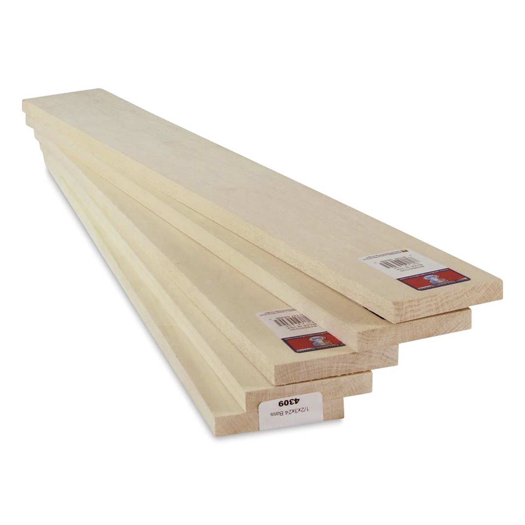 Open in modal - Midwest Products Basswood Sheets - 5 Pieces, 1/2" x 3" x 24"