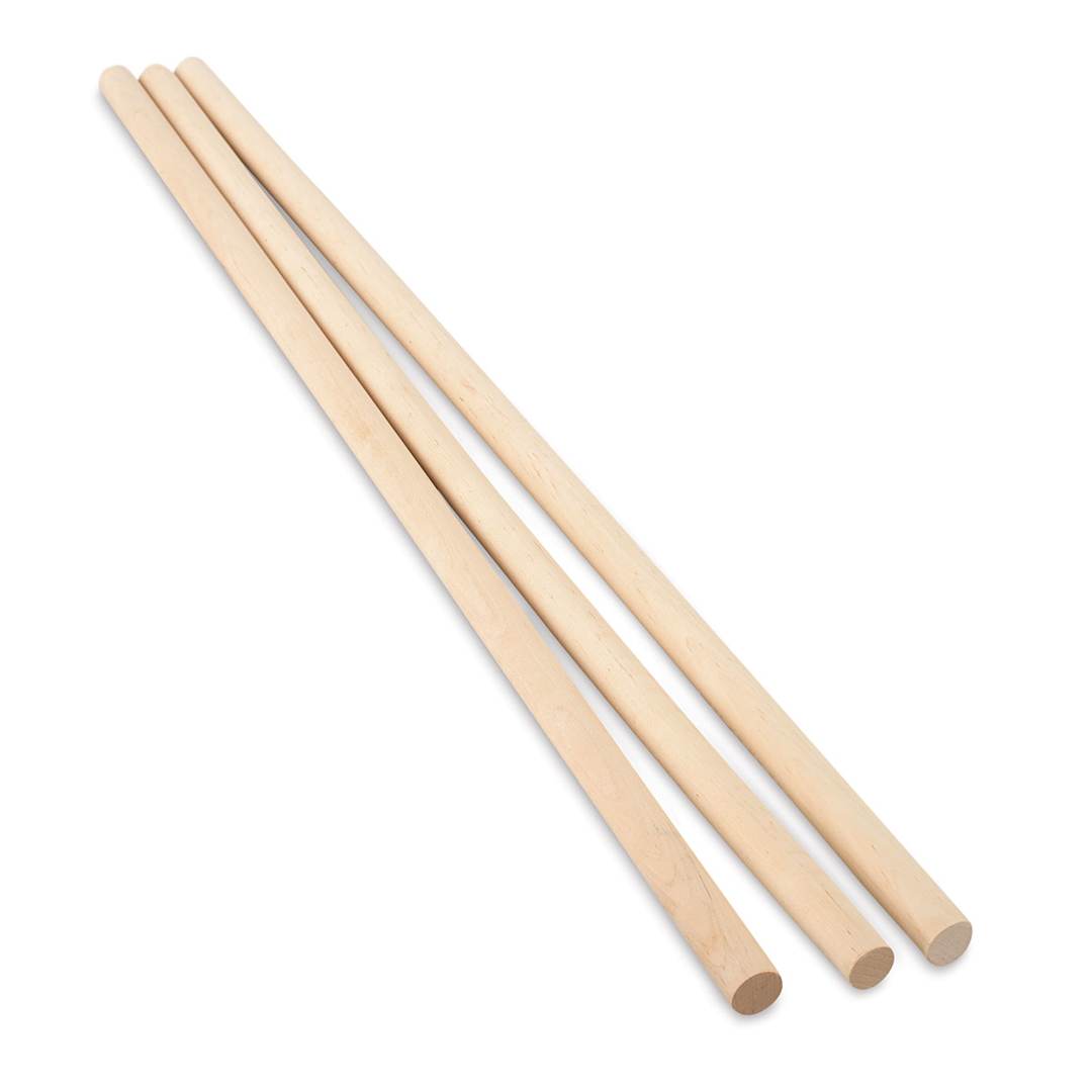 Open in modal - Midwest Products Birch Dowels - Three 1" diameter dowels shown at angle