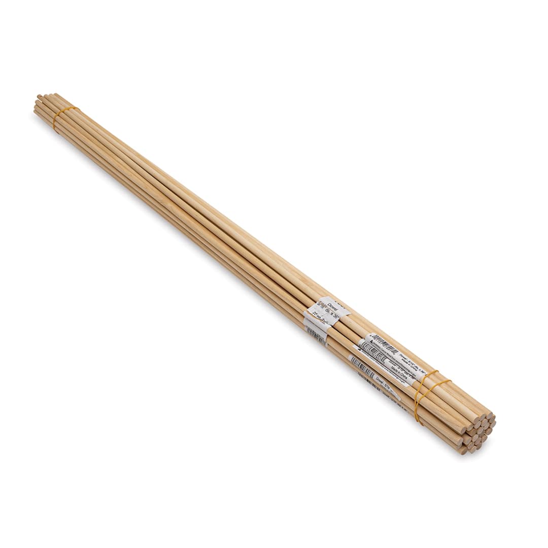 Open in modal - Midwest Products Birch Dowels - Pkg of 25, 5/16" x 36" - close-up of tips