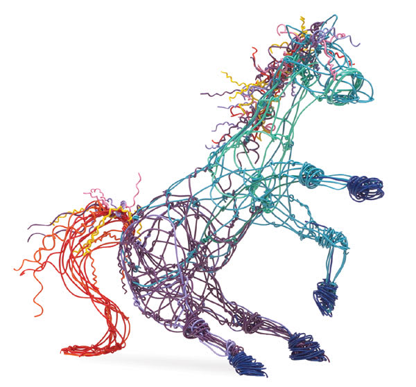 Open in modal - Twisteez, sculpture of rearing horse made with wire