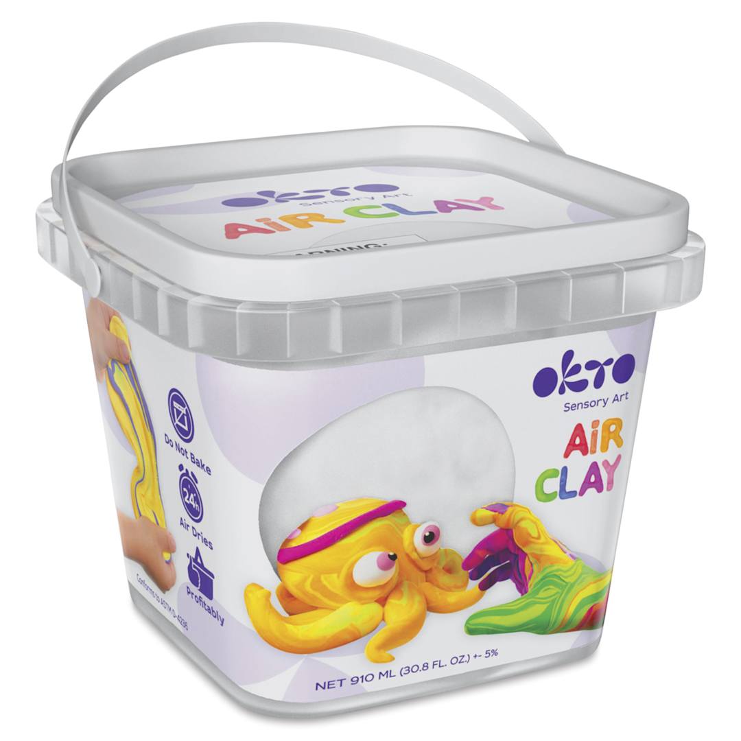 Open in modal - OKTO Sensory Art Air Clay Bucket - White - front of packaging