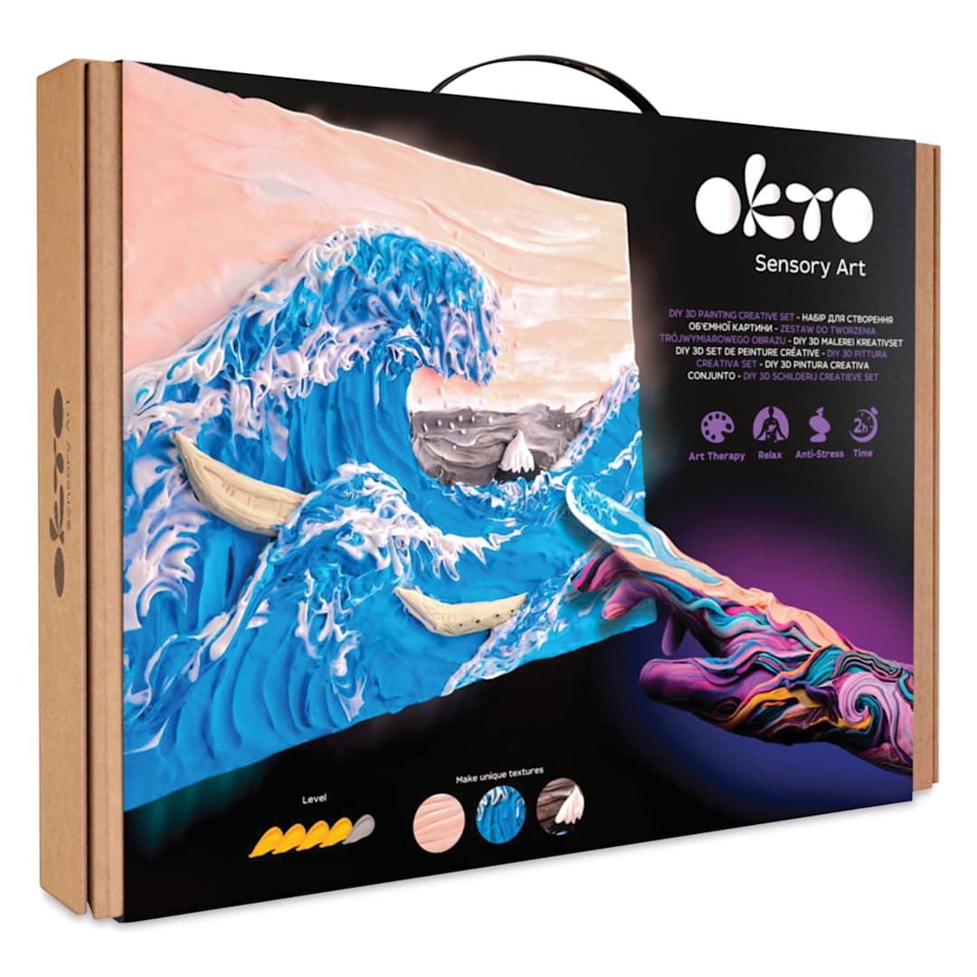 Open in modal - Okto Sensory Art DIY 3D Clay Painting Kit - Great Waves - front of packaging