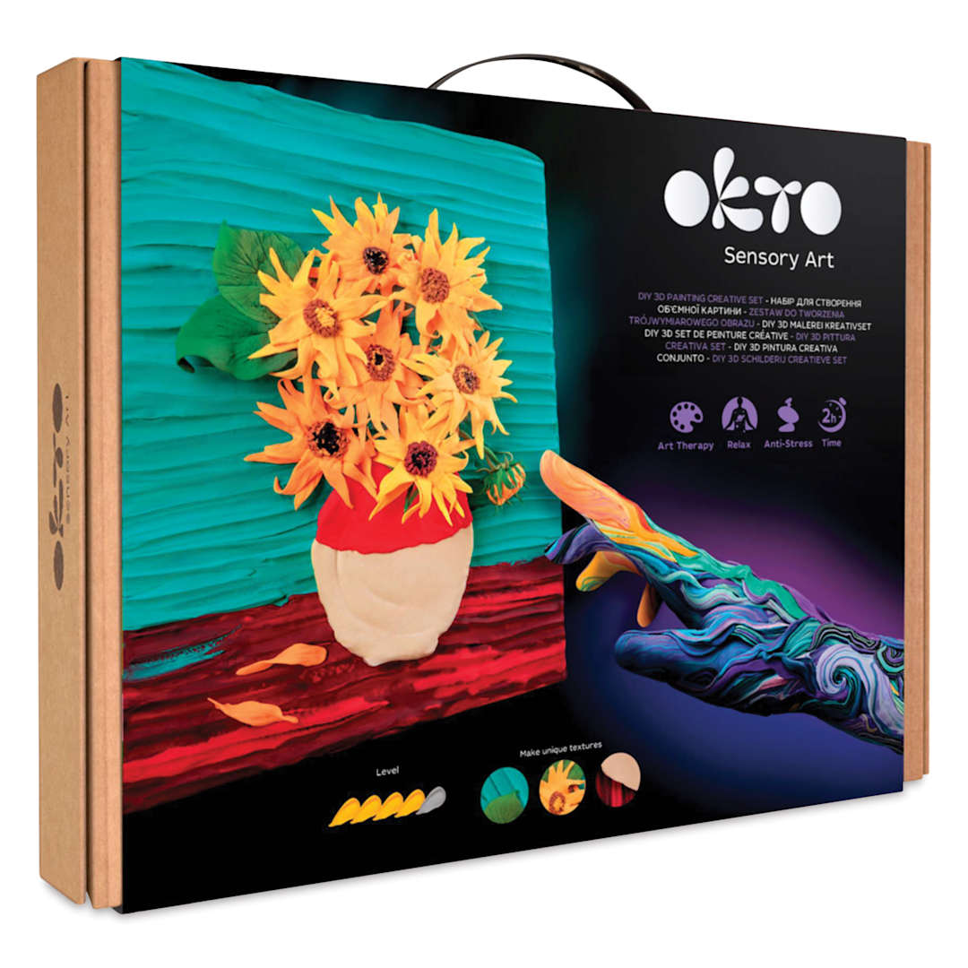 Open in modal - Okto Sensory Art DIY 3D Clay Painting Kit - Sunflowers - front of packaging