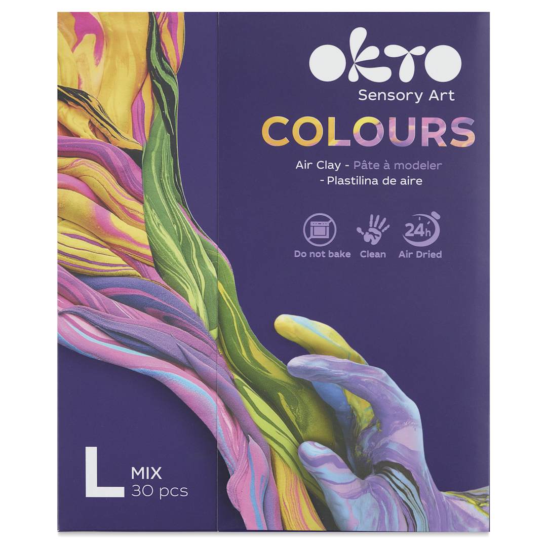 Open in modal - Okto Sensory Art Colours Air Clay - Assorted Colors, Pkg of 30 - front of packaging