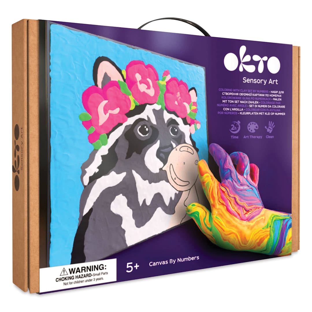 Open in modal - Okto Sensory Art Clay Color By Number Kit - Raccoon - front of packaging
