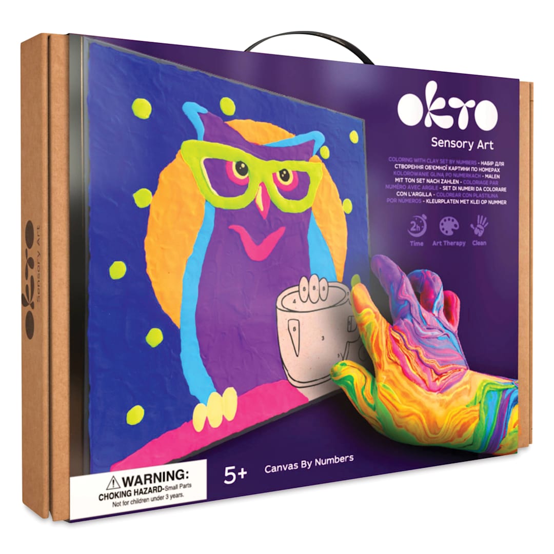 Open in modal - Okto Sensory Art Clay Color By Number Kit - Owl - front of packaging