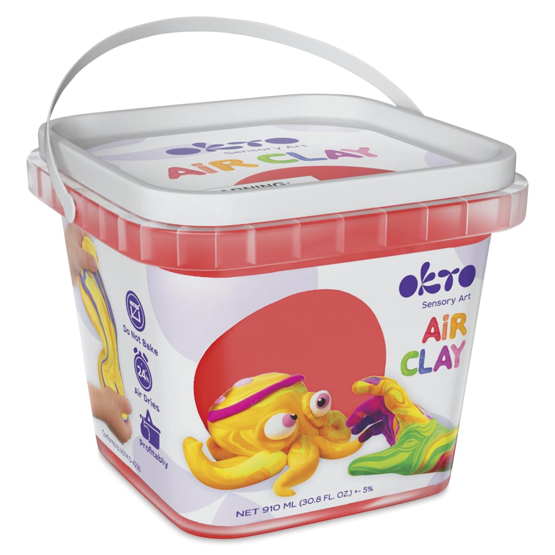 Open in modal - OKTO Sensory Art Air Clay Bucket - Red - front of packaging