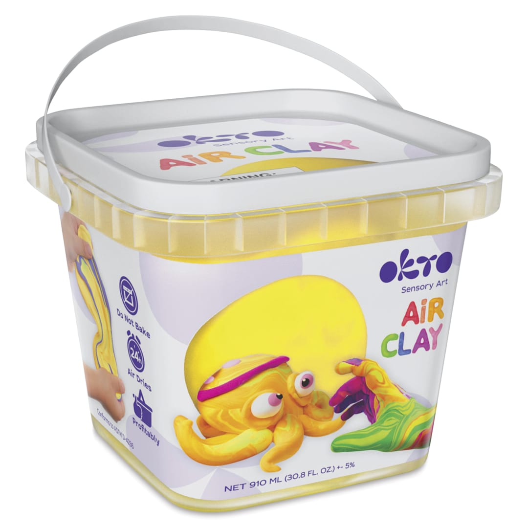 Open in modal - OKTO Sensory Art Air Clay Bucket - Yellow - front of packaging